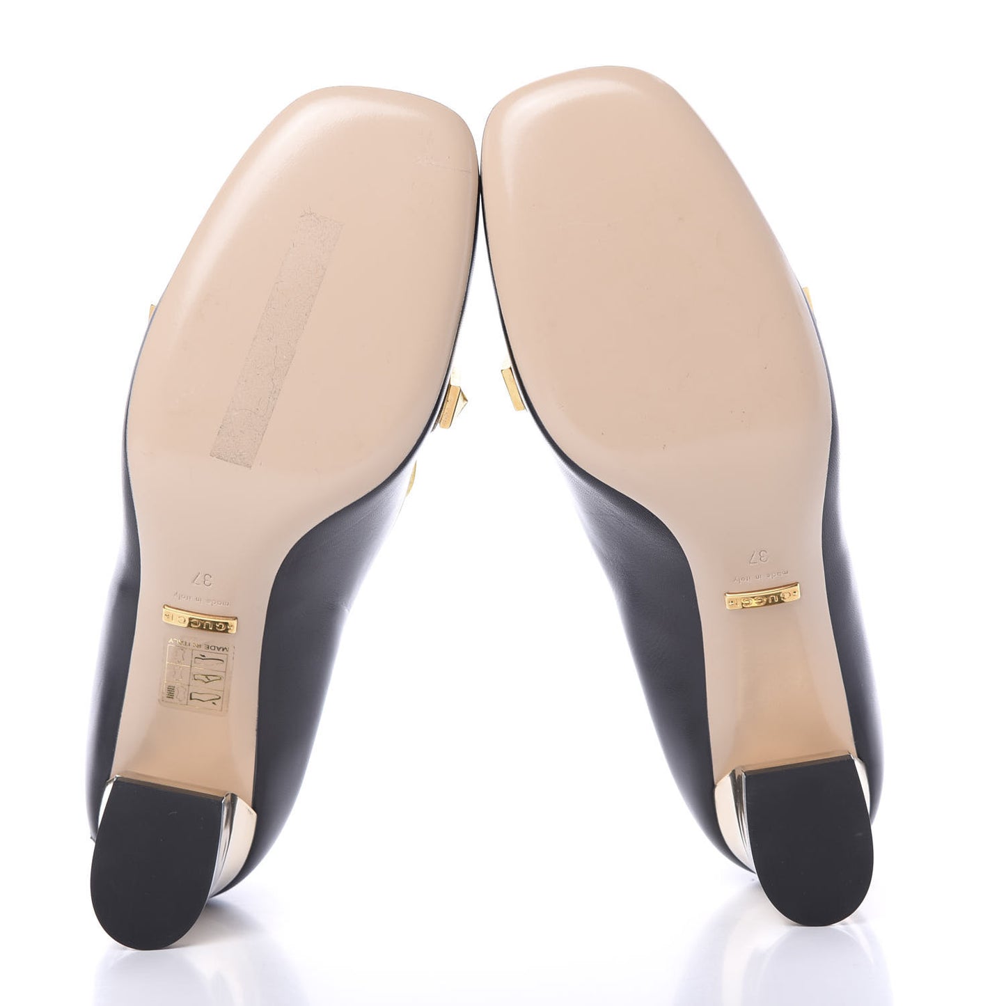 Malaga Kid Nappa GG Supreme Monogram Tiger Head Mid Heel Loafer Pumps 37 Black Oro Vecchio Beige