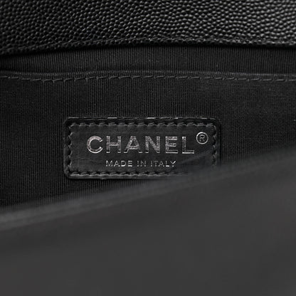 Chanel Caviar Chevron Quilted Medium Boy Flap Black 6 of 10