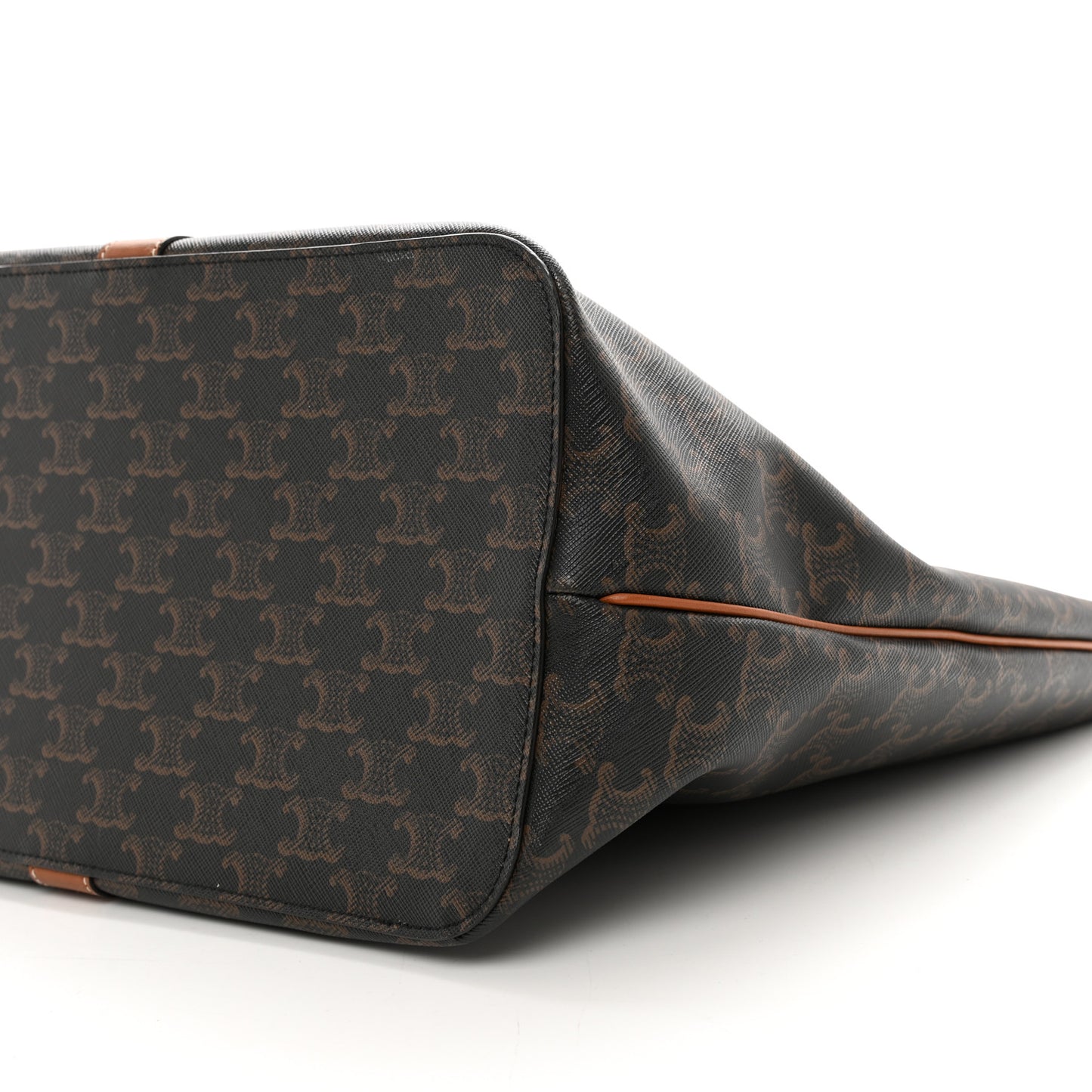 Triomphe Canvas Calfskin Medium Cabas Bag Tan