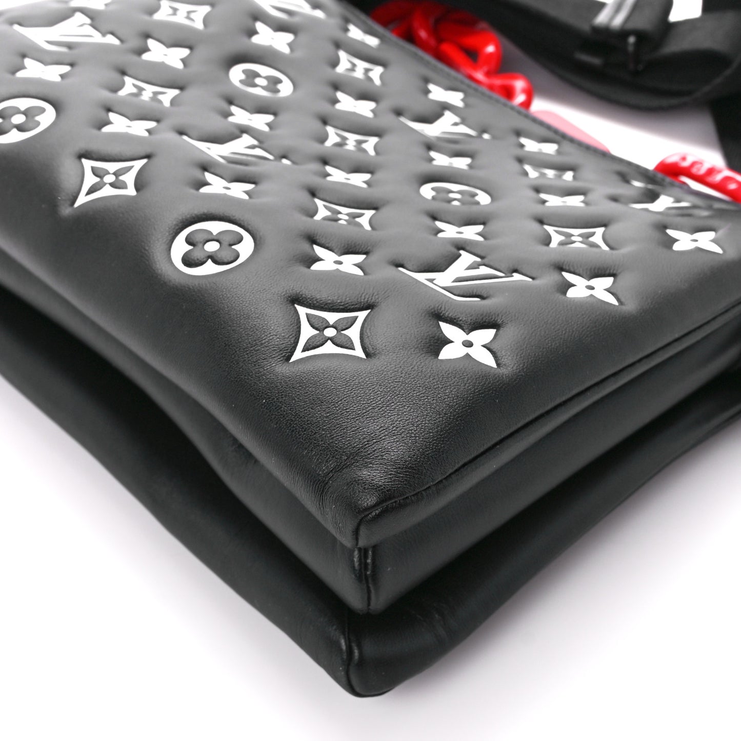 Lambskin Embossed Monogram Coussin PM Black White