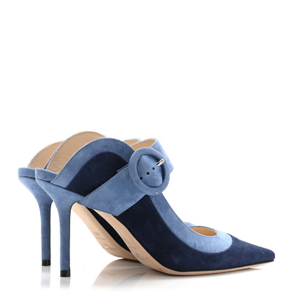 Jimmy Choo Suede Hendrix 85 Mule Pumps 36.5 Stone Blue 4 of 6