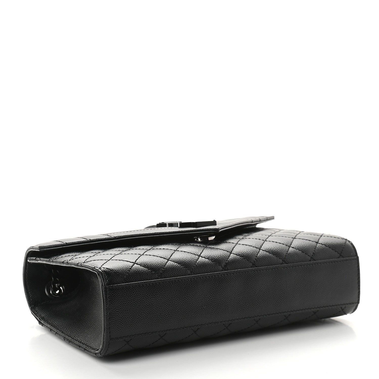 Saint Laurent Grain De Poudre Textured Mixed Matelasse Triquilt Medium Monogram Satchel Black 4 of 8