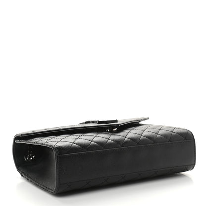 Saint Laurent Grain De Poudre Textured Mixed Matelasse Triquilt Medium Monogram Satchel Black 4 of 8