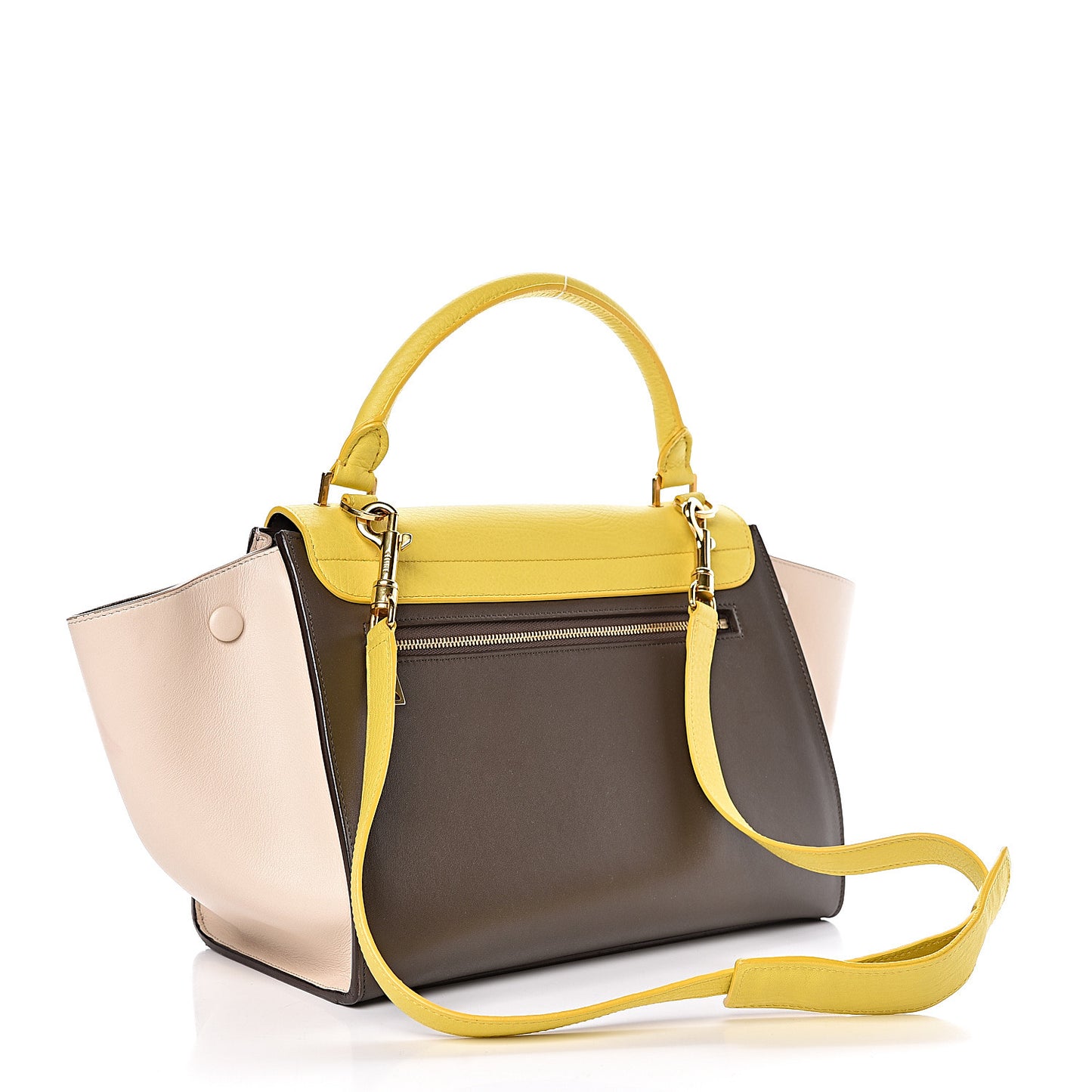 Elephant Calfskin Small Tri-Color Trapeze Yellow
