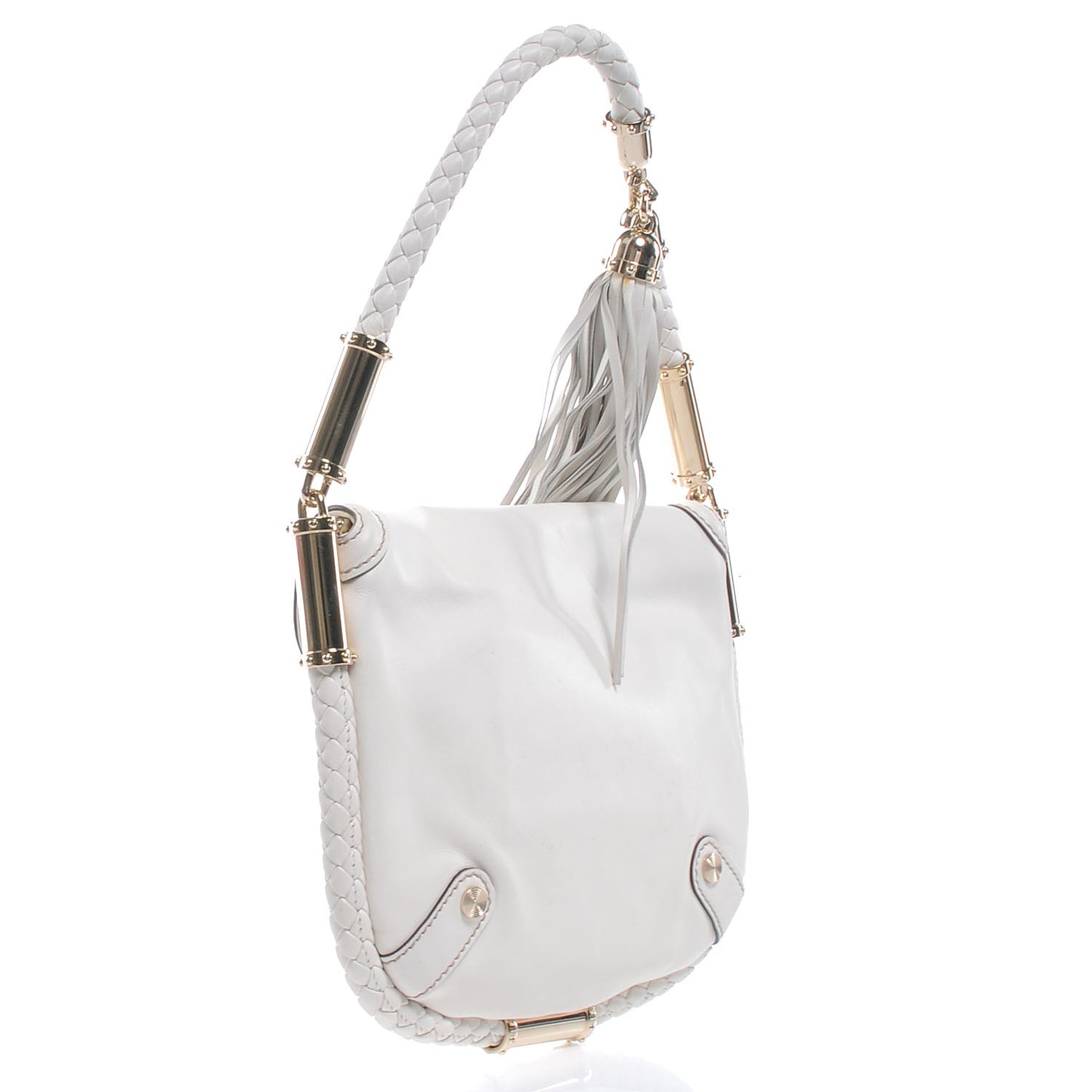 Leather Britt Tassel Small Shoulder Bag Off White