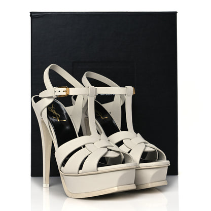 Saint Laurent Calfskin Tribute 105 Platform Sandals 38.5 Porcellana 13 of 13
