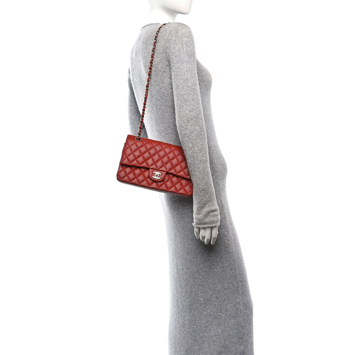 Chanel Caviar Quilted Medium Double Flap Dark Red 3 of 10