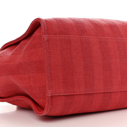 Chanel Straw Raffia Calfskin Striped Large Deauville Tote Red 9 of 10