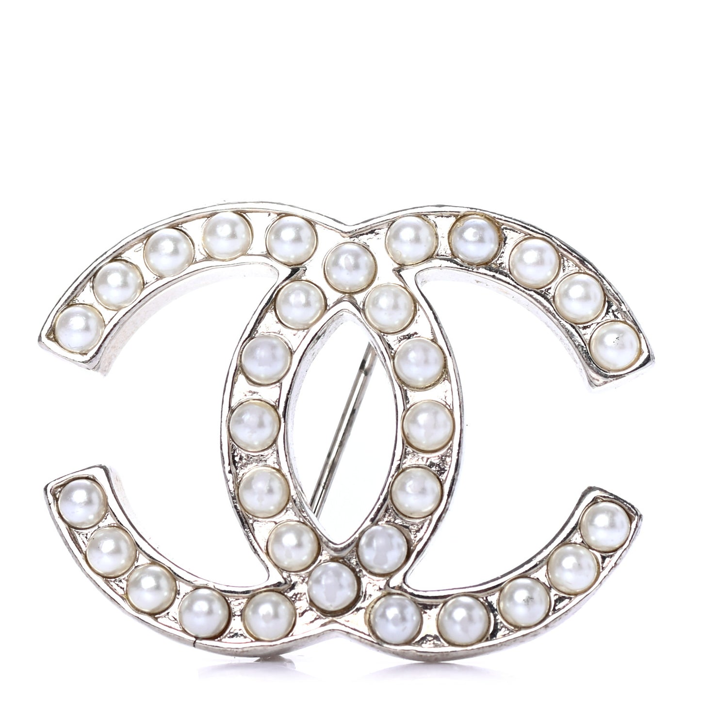 Pearl CC Brooch Pin Silver