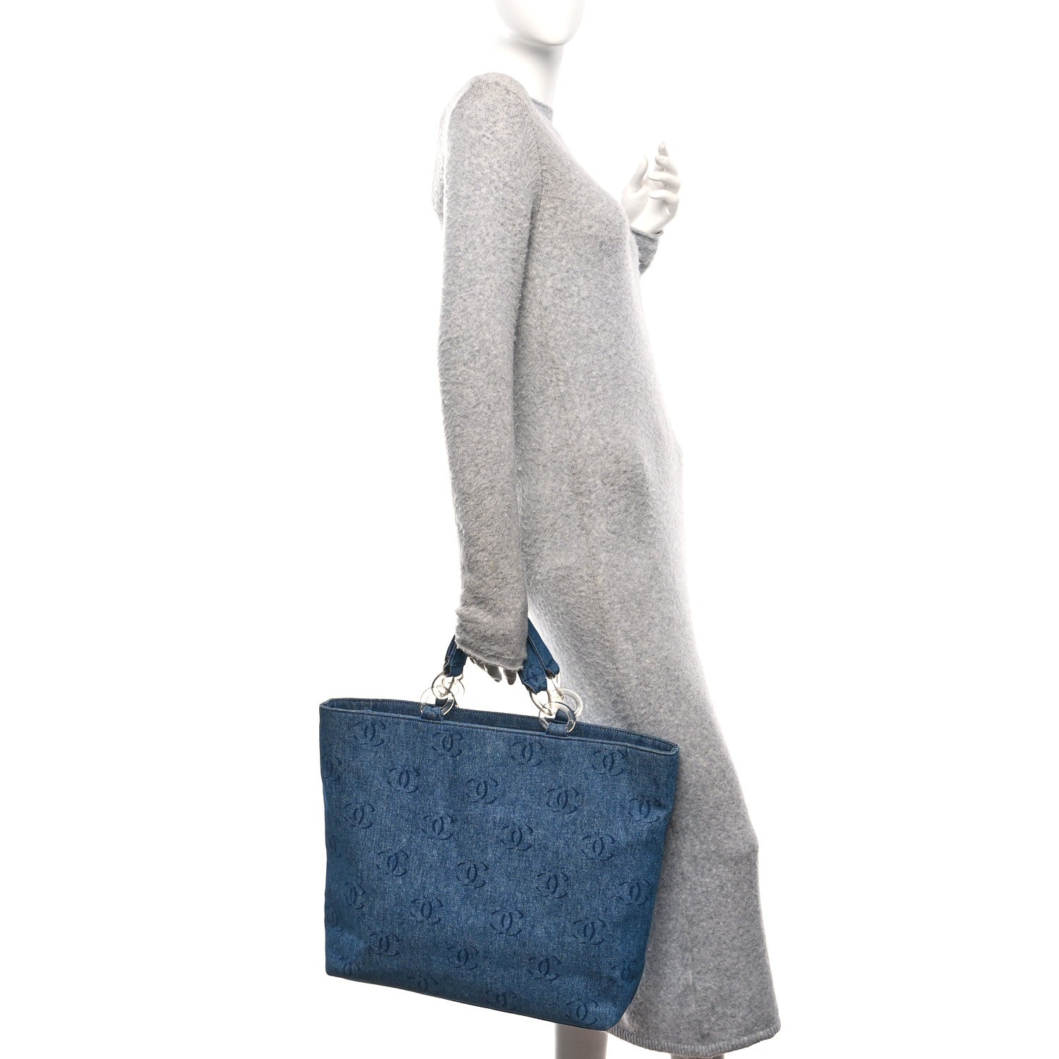 Chanel Denim Large CC Tote Dark Navy Blue 2 of 14