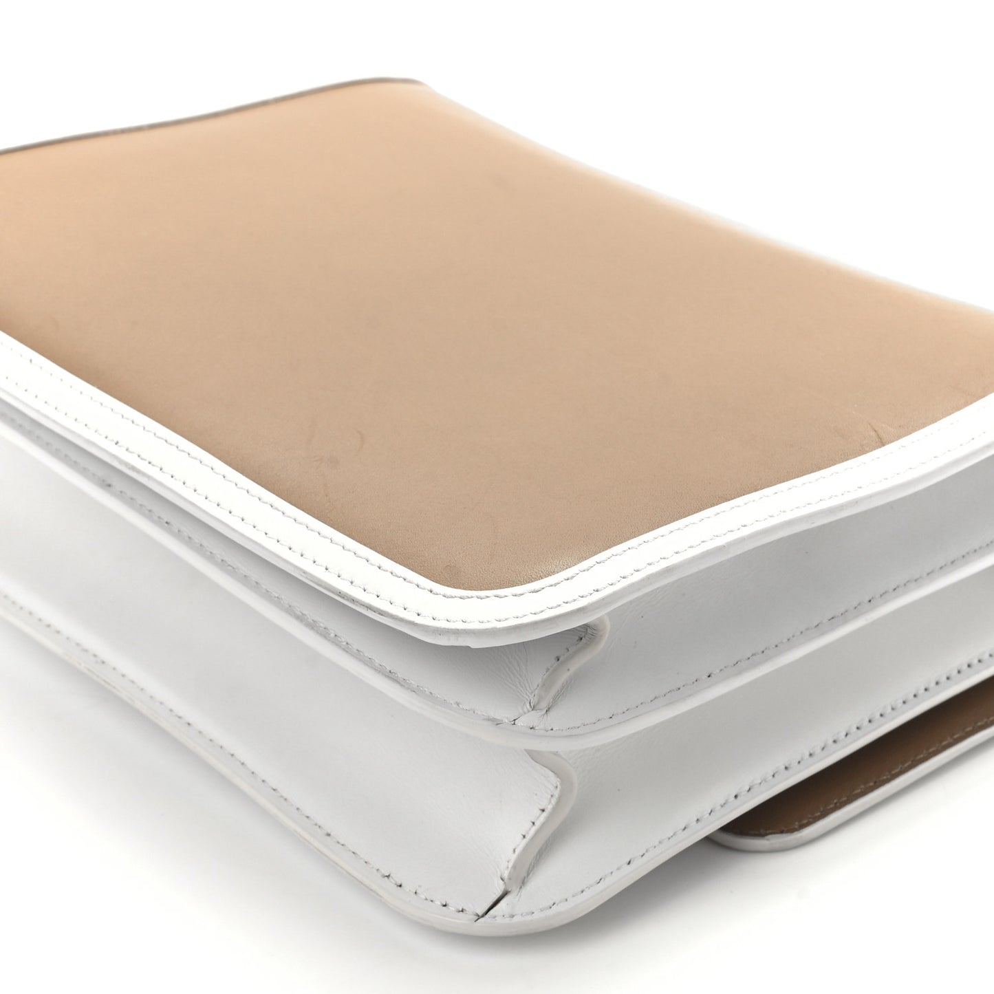 Smooth Calfskin Monogram Medium TB Bag Chalk White Camel