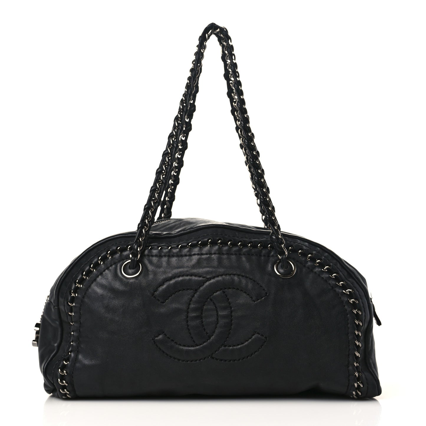 Goatskin Medium Luxe Ligne Bowler Black