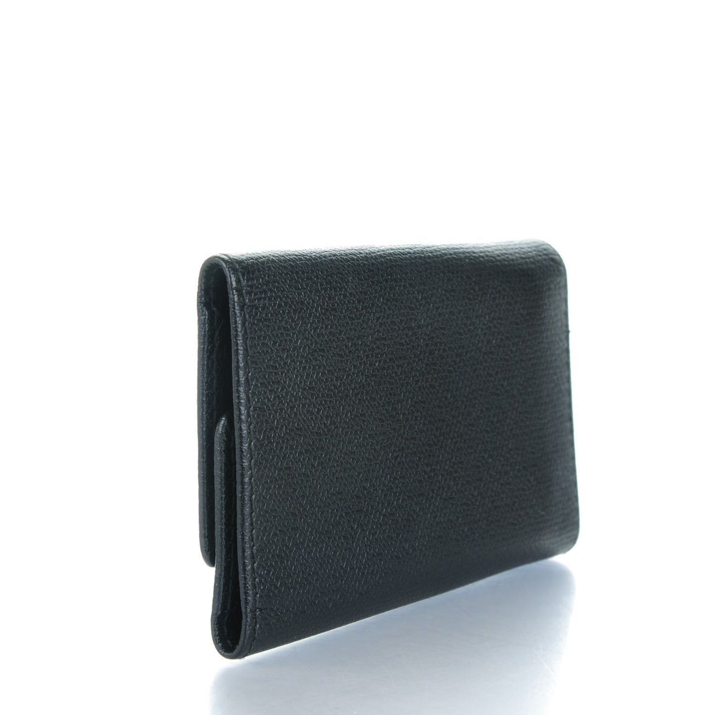 Grained Calfskin CC Button 6 Key Holder Black