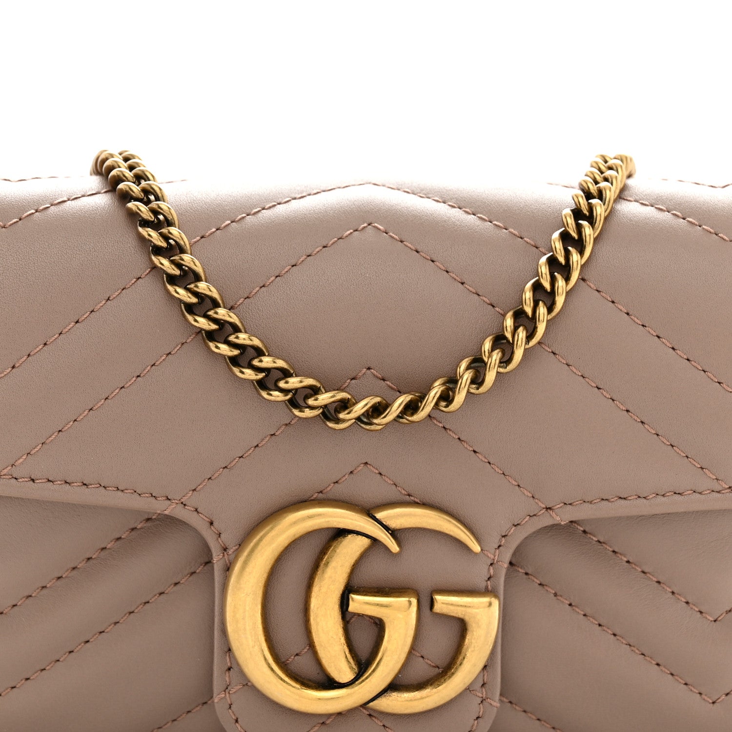 Gucci Calfskin Matelasse Super Mini GG Marmont Shoulder Bag Porcelain Rose 8 of 15