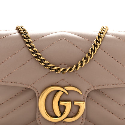 Gucci Calfskin Matelasse Super Mini GG Marmont Shoulder Bag Porcelain Rose 8 of 15
