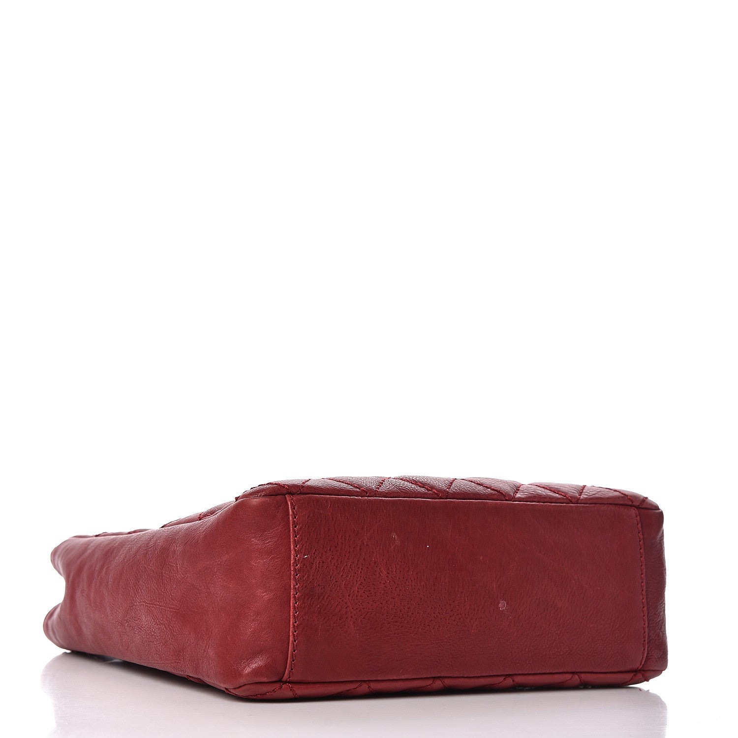 Chanel Calfskin Quilted Petit Shopping Tote PST Dark Red 4 of 14