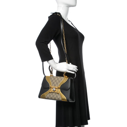 Gucci GG Supreme Monogram Small Osiride Top Handle Bag Black Gold 2 of 10