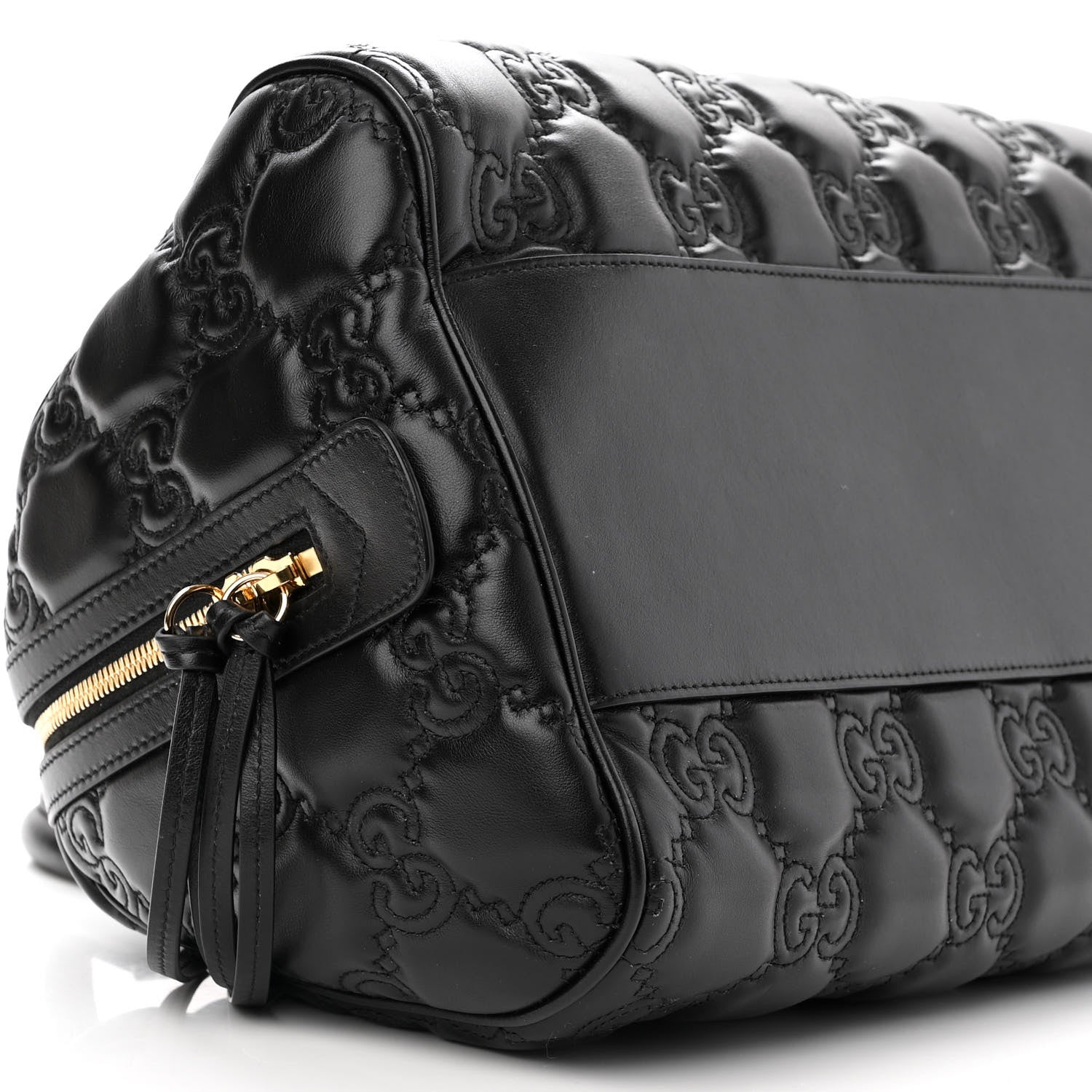 Gucci Calfskin GG Matelasse Medium Bowler Bag Black Natural 9 of 10