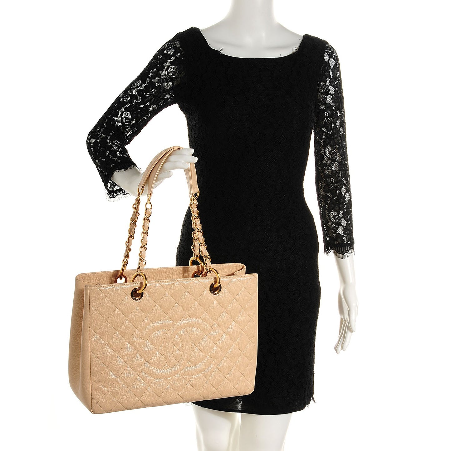 Caviar Grand Shopping Tote GST Beige Clair