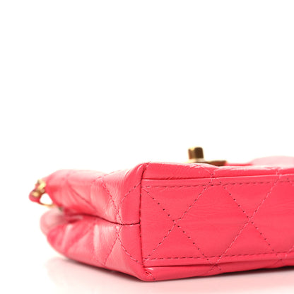 Chanel Shiny Aged Calfskin Quilted Mini Nano Kelly Shopper Dark Pink 9 of 11