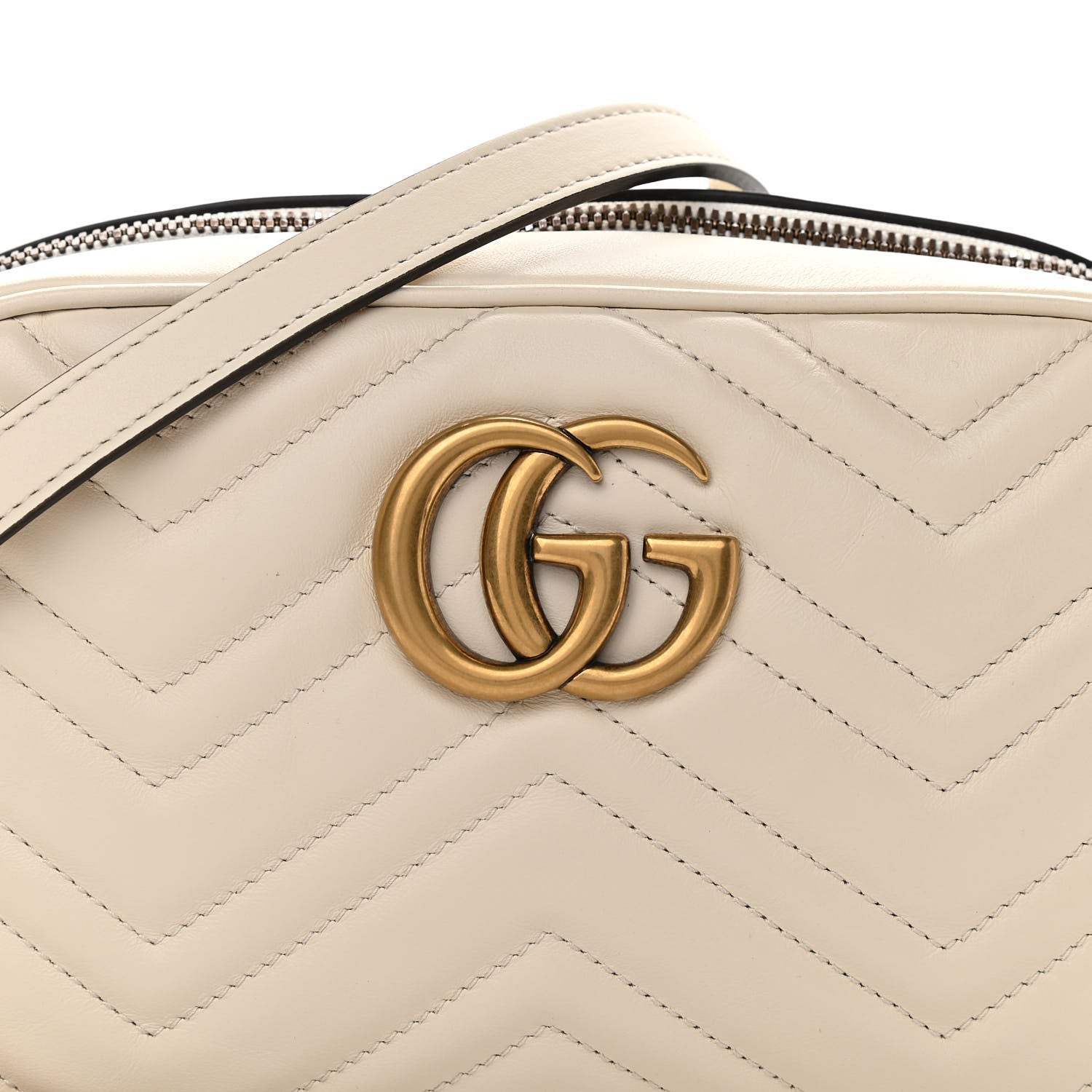 Gucci Calfskin Matelasse Small GG Marmont Chain Shoulder Bag White 8 of 10