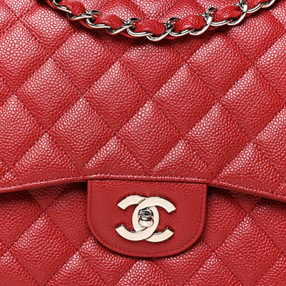 Chanel Caviar Quilted Jumbo Single Flap Red 8 of 10