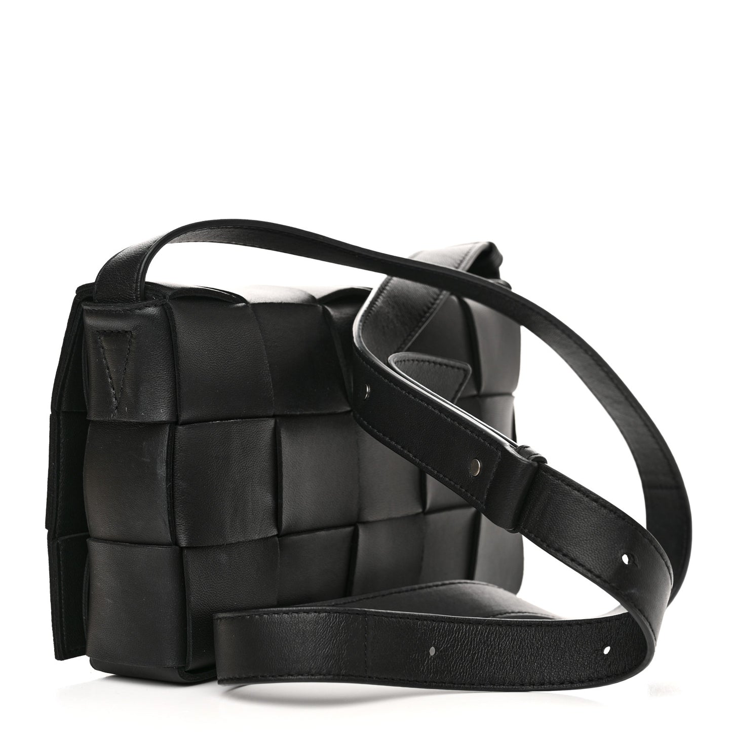 Lambskin Maxi Intrecciato Cassette Crossbody Bag Black