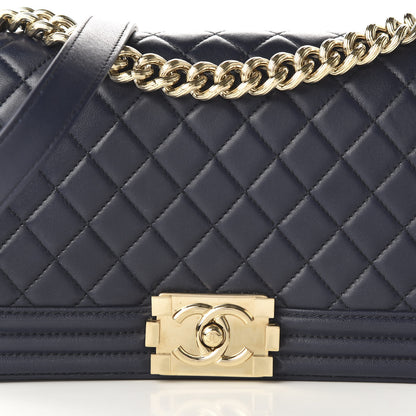 Chanel Lambskin Quilted Medium Boy Flap Dark Navy 10 of 10