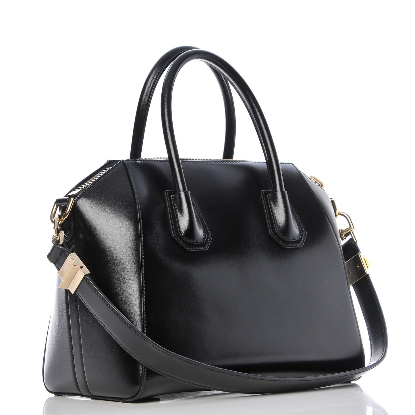 Shiny Lord Calfskin Small Antigona Black