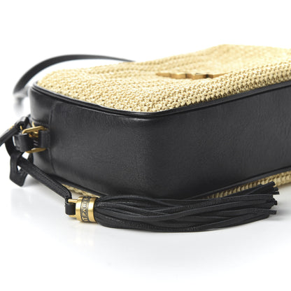Saint Laurent Raffia Canvas Monogram Lou Camera Bag Beige Black 6 of 9
