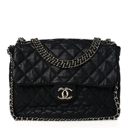 Chanel Washed Lambskin Quilted Maxi Chain Around Flap Black 1 of 10