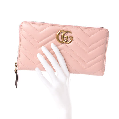 Gucci Calfskin Matelasse GG Marmont Zip Around Organizer Wallet Perfect Pink 2 of 7