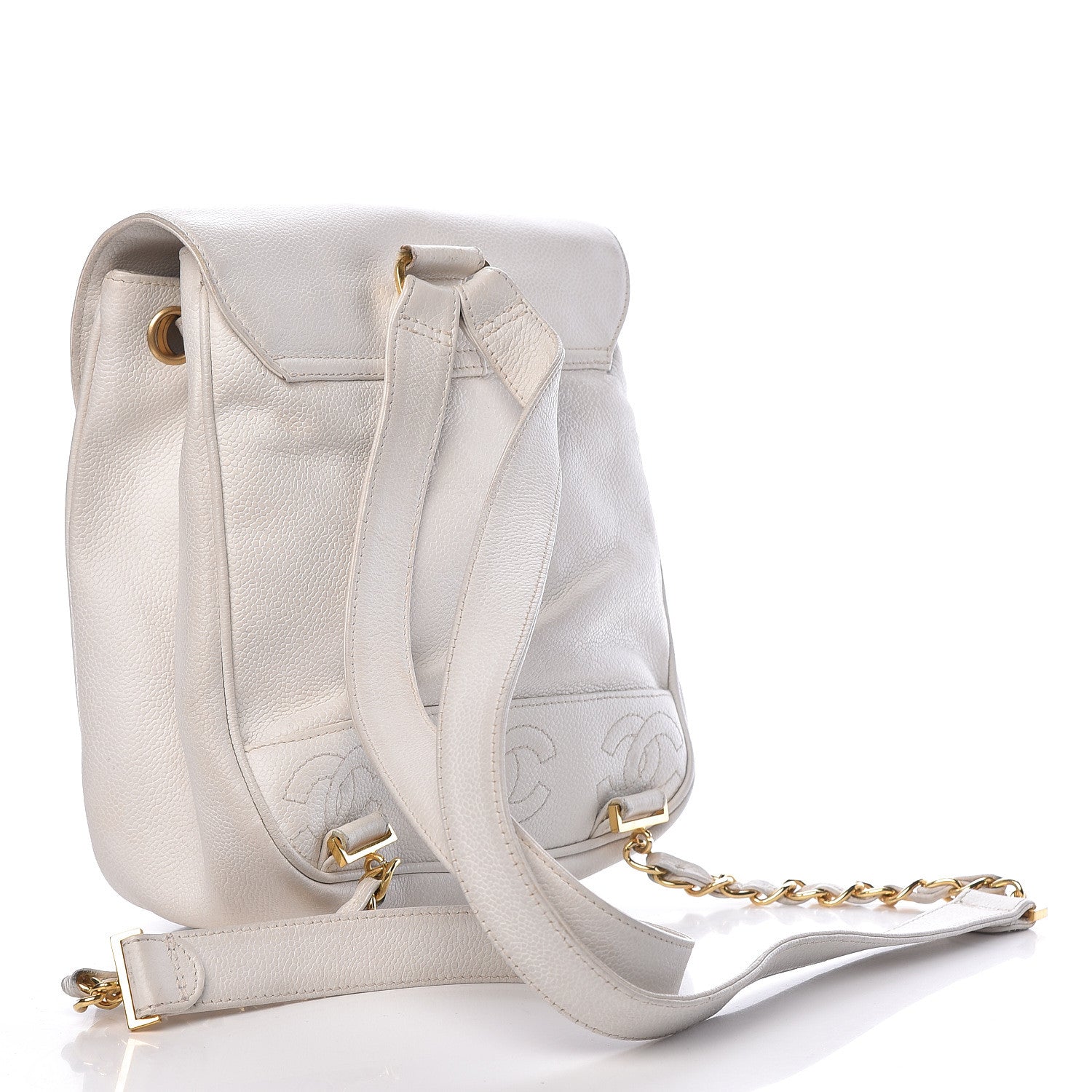 Chanel Caviar CC Backpack White 3 of 24