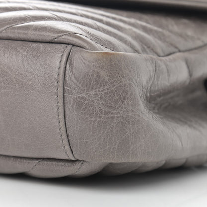 Saint Laurent Waxed Calfskin Matelasse Chevron Medium Monogram College Bag Fog Gray 11 of 17