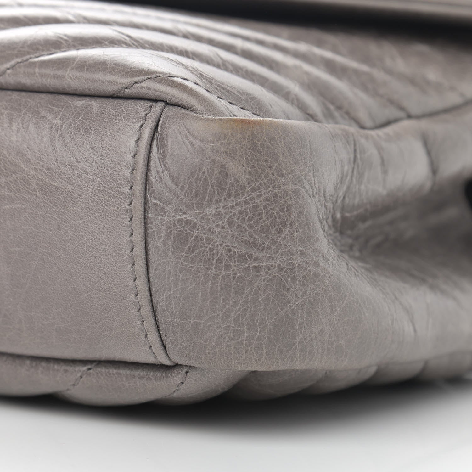 Saint Laurent Waxed Calfskin Matelasse Chevron Medium Monogram College Bag Fog Gray 11 of 17