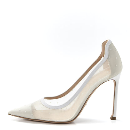 Christian Dior Mesh Plumetis Tulle D-Moi Pumps 37.5 White 1 of 9
