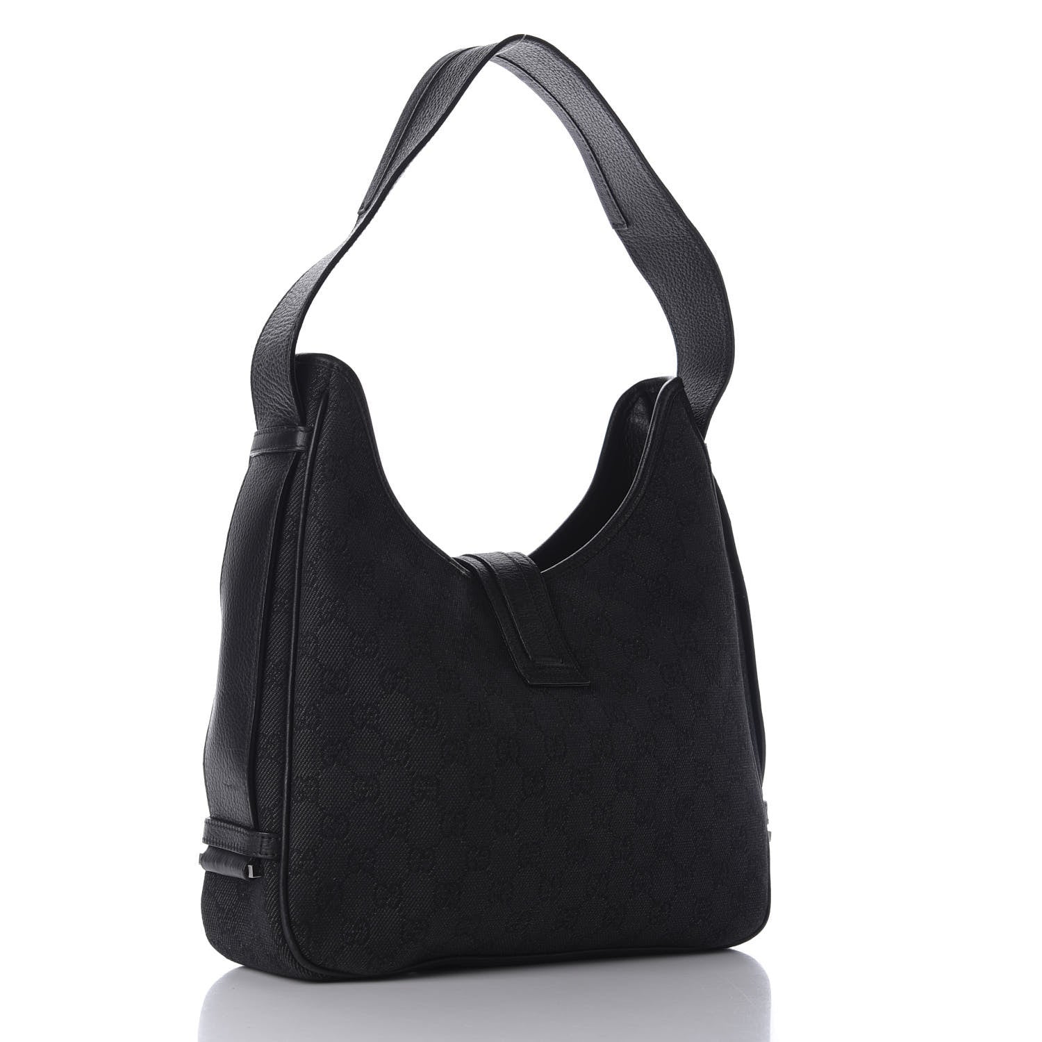 Gucci Denim Monogram Jackie O Hobo Black 2 of 9