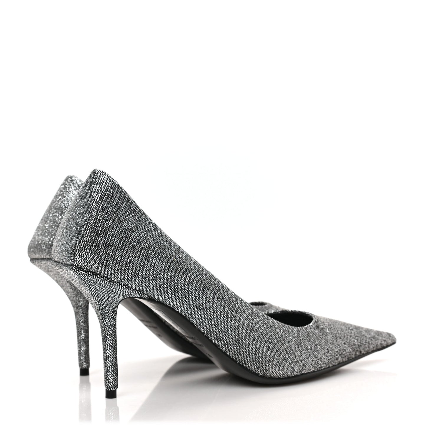Shiny Fabric Square Knife 80mm Pumps 39 Silver