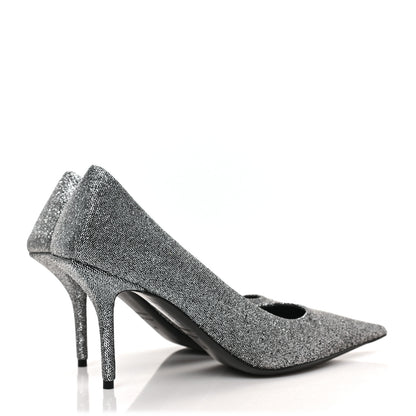 Balenciaga Shiny Fabric Square Knife 80mm Pumps 39 Silver 4 of 8