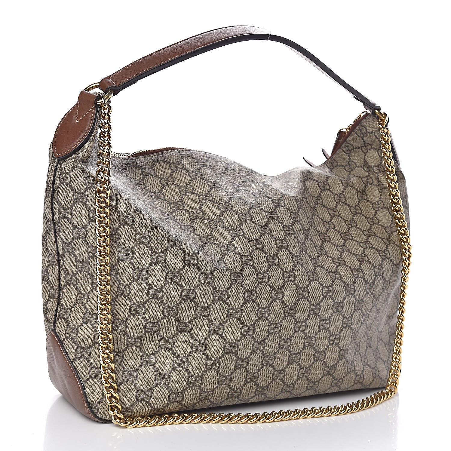 Gucci GG Supreme Monogram Large Linea A Hobo Light Brown 3 of 12