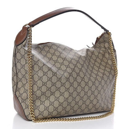 Gucci GG Supreme Monogram Large Linea A Hobo Light Brown 3 of 12