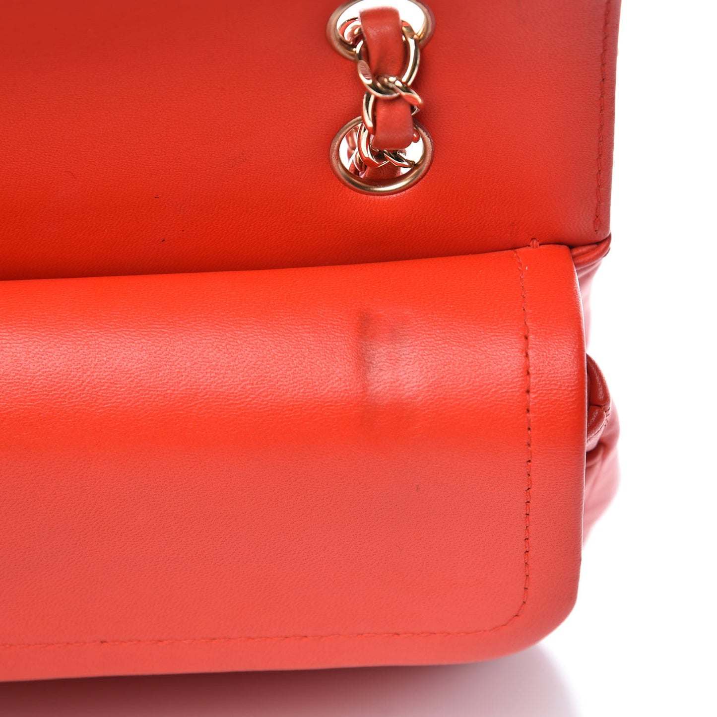 Lambskin Chevron Quilted Medium Double Flap Dark Red