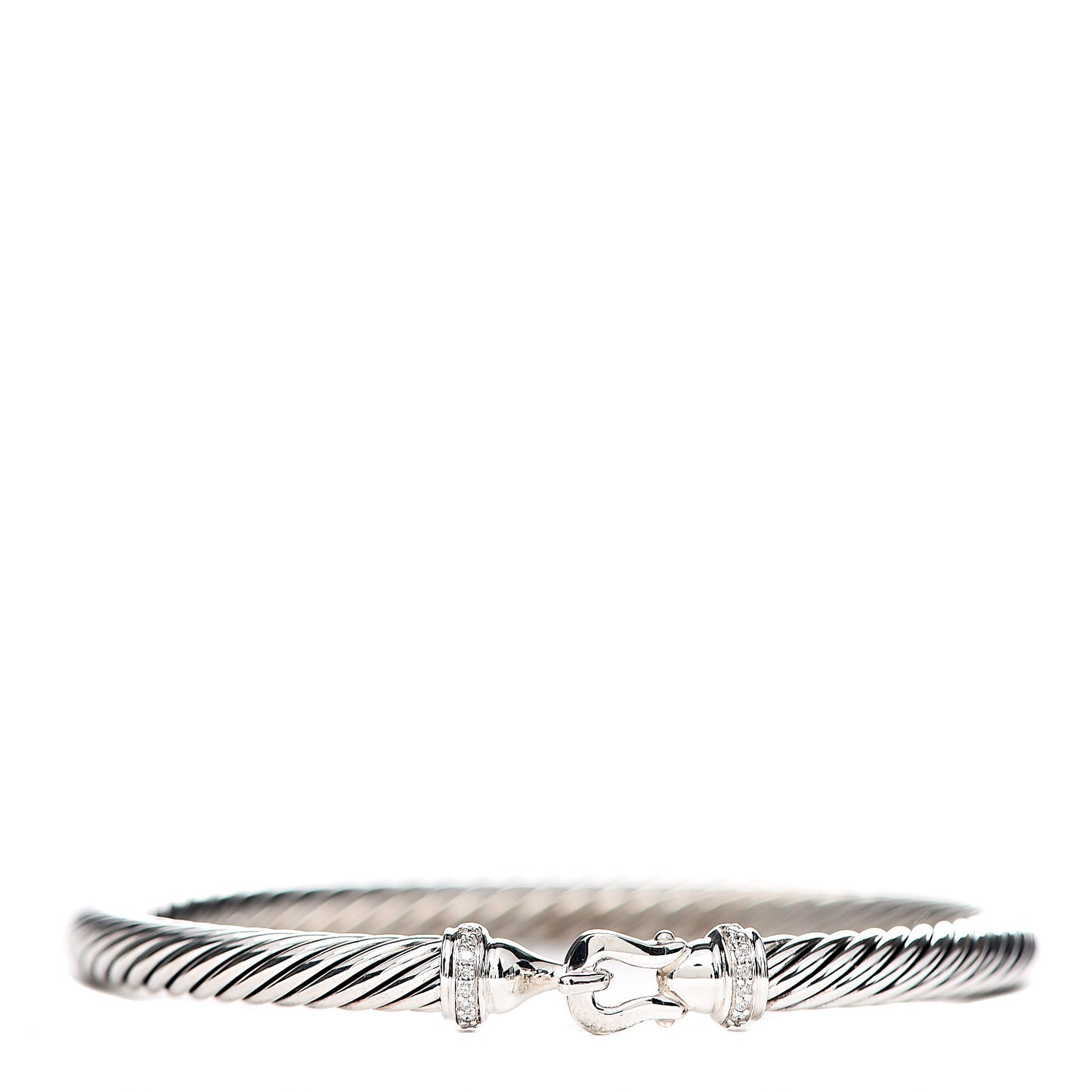 Sterling Silver Diamond 5mm Cable Buckle Bracelet
