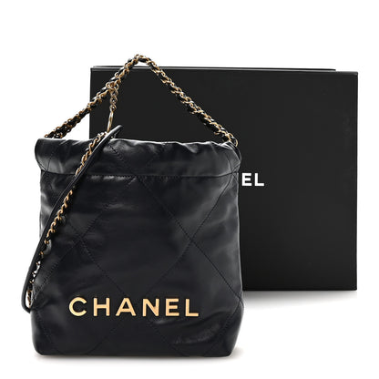 Chanel Shiny Calfskin Quilted Mini Chanel 22 Navy Blue 10 of 10
