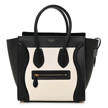 Celine Baby Grained Calfskin Tri-Color Micro Luggage White Liquorice 1 of 11