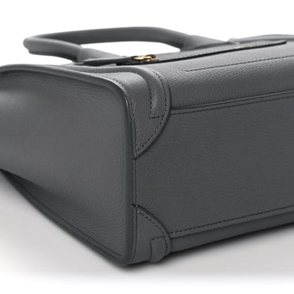 Celine Drummed Calfskin Nano Luggage Kohl 8 of 10