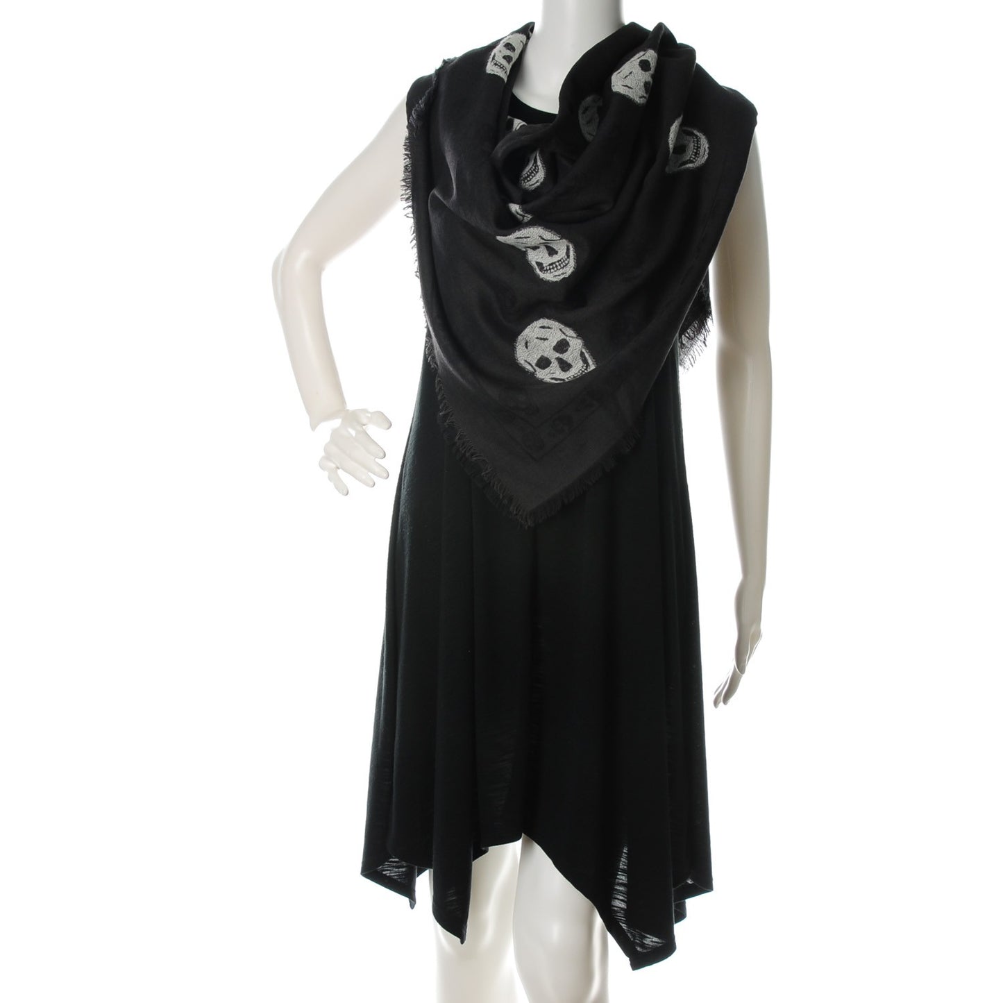 Wool Silk Skull Scarf Black