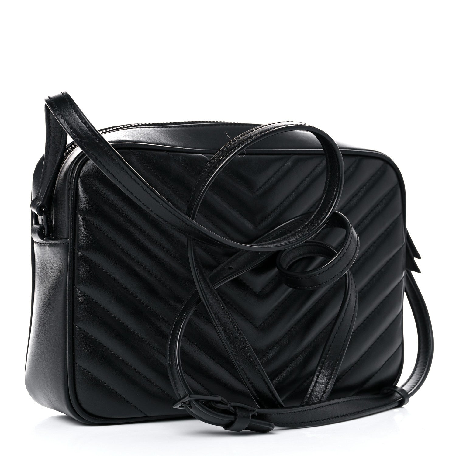 Saint Laurent Calfskin Matelasse Monogram Lou Camera Bag Black 3 of 9