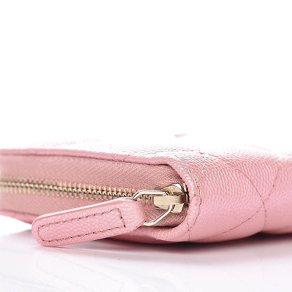 Chanel Iridescent Caviar Quilted Medium Zip Around Wallet Pink 9 of 11