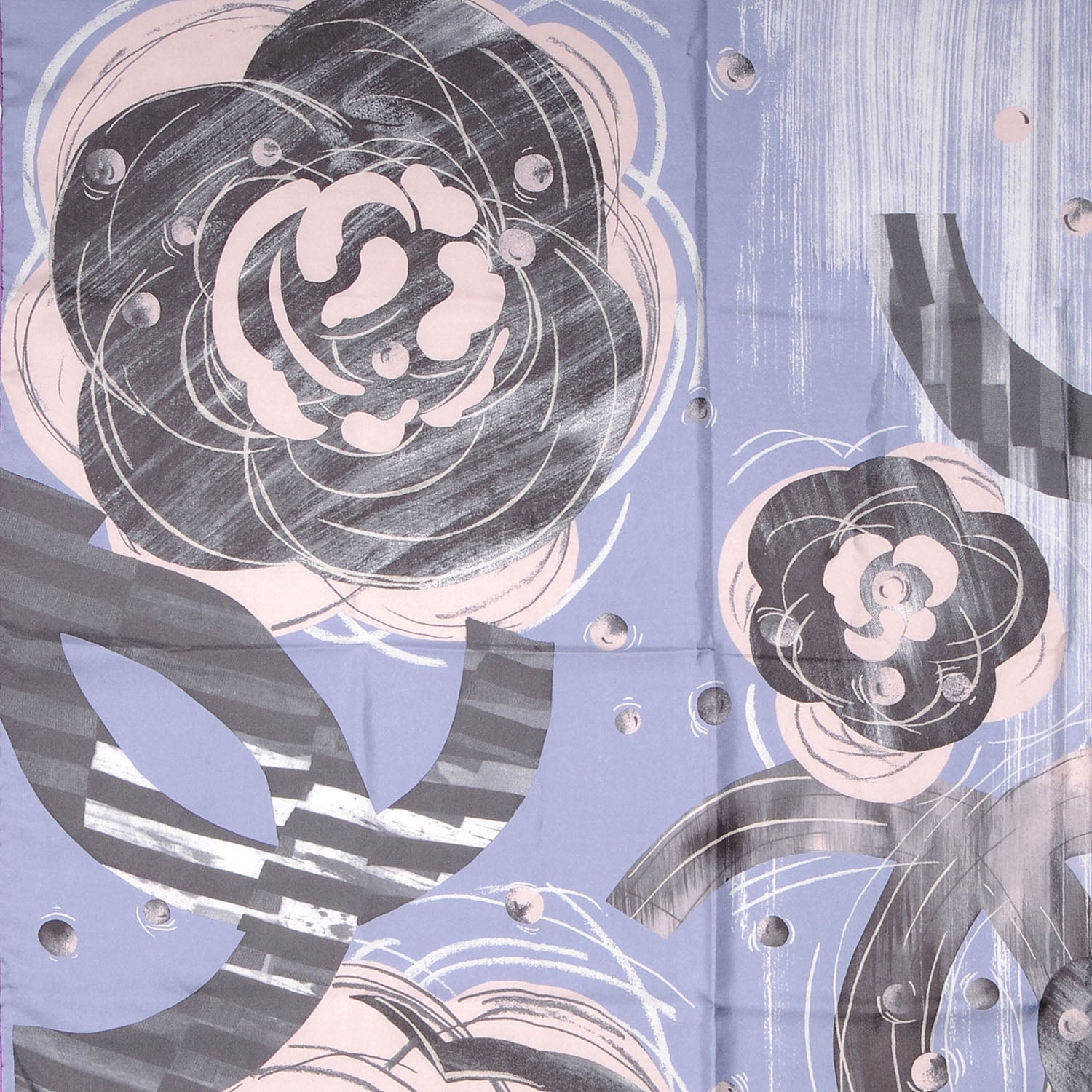 Chanel Silk Camellia CC Bubble Scarf Purple 1 of 5